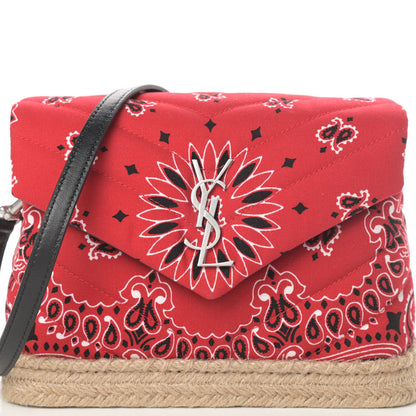 Saint Laurent Cotton Bandana Y Quilted Monogram Toy Loulou Crossbody Bag Red 9 of 11