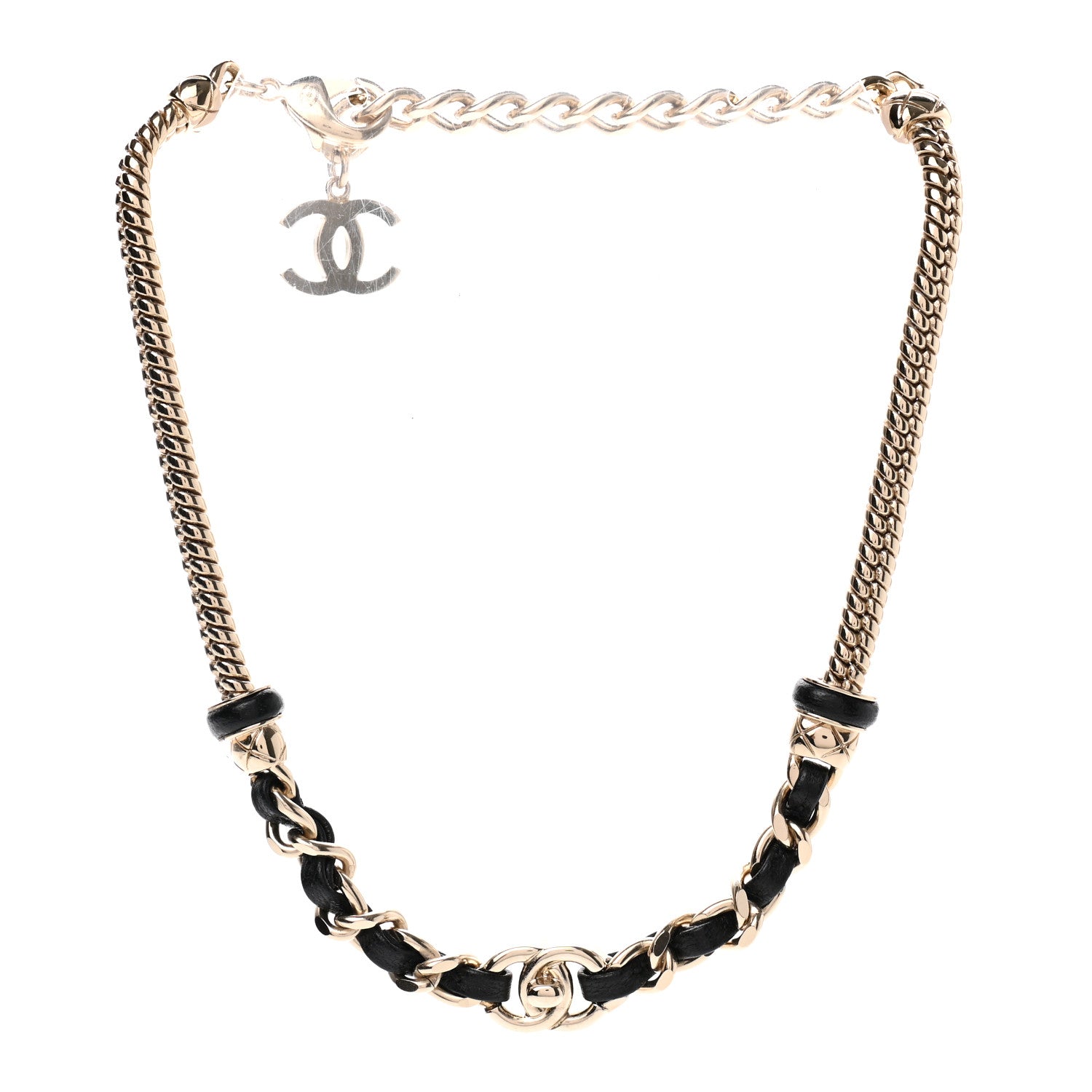 Chanel Metal Lambskin CC Turnlock Choker Necklace Black Gold 3 of 7