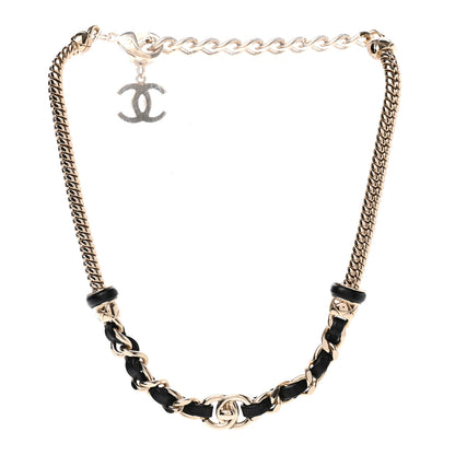 Chanel Metal Lambskin CC Turnlock Choker Necklace Black Gold 3 of 7