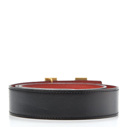 Hermes Box Togo Strie 32mm H Belt 100 Black Rouge Garance 2 of 5
