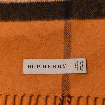 Burberry Cashmere Classic Check Fringe Scarf Copper Orange 4 of 5