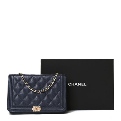 Chanel Caviar Quilted Boy Wallet On Chain WOC Navy 14 of 14