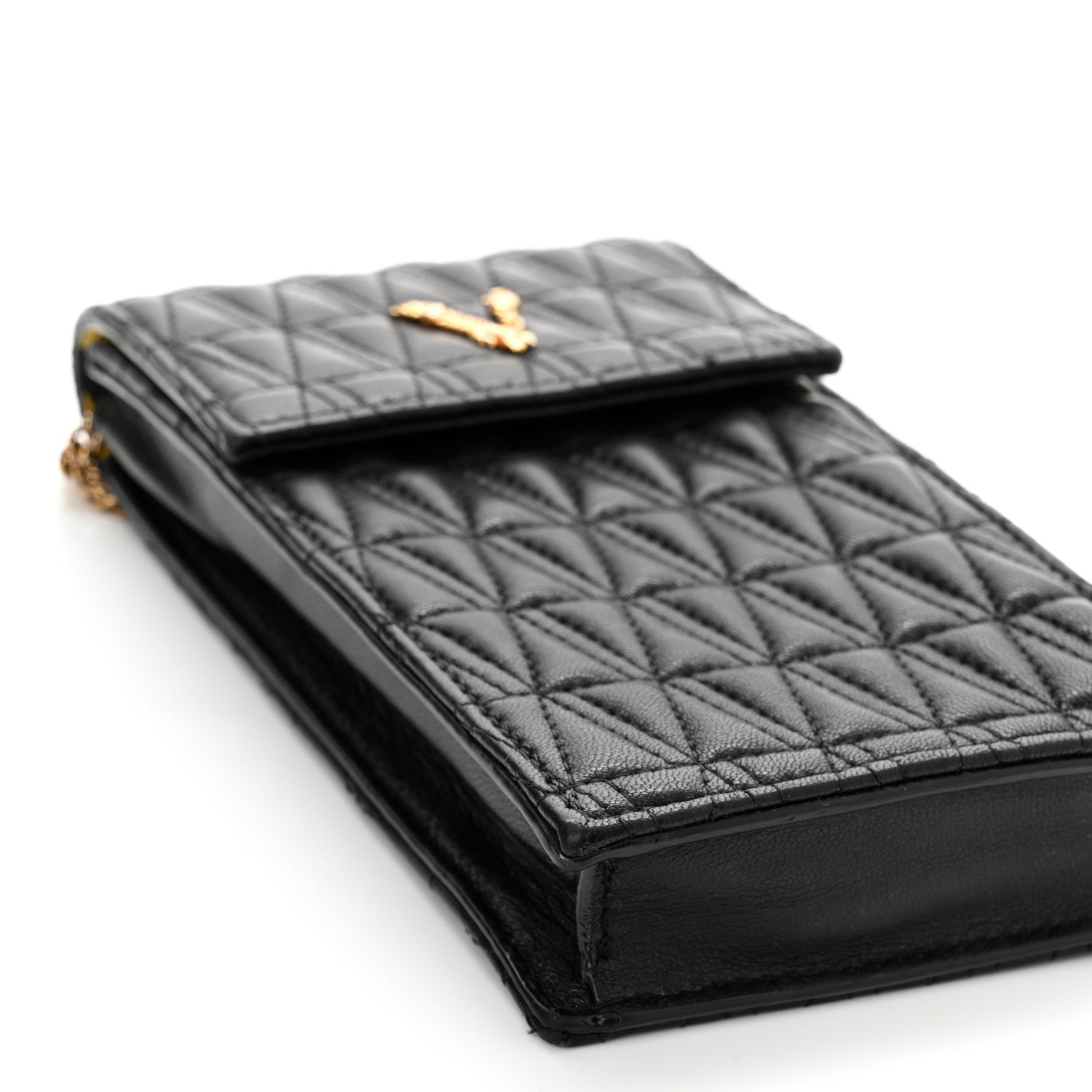 Versace Nappa Quilted Virtus Cell Phone Crossbody Black 8 of 9