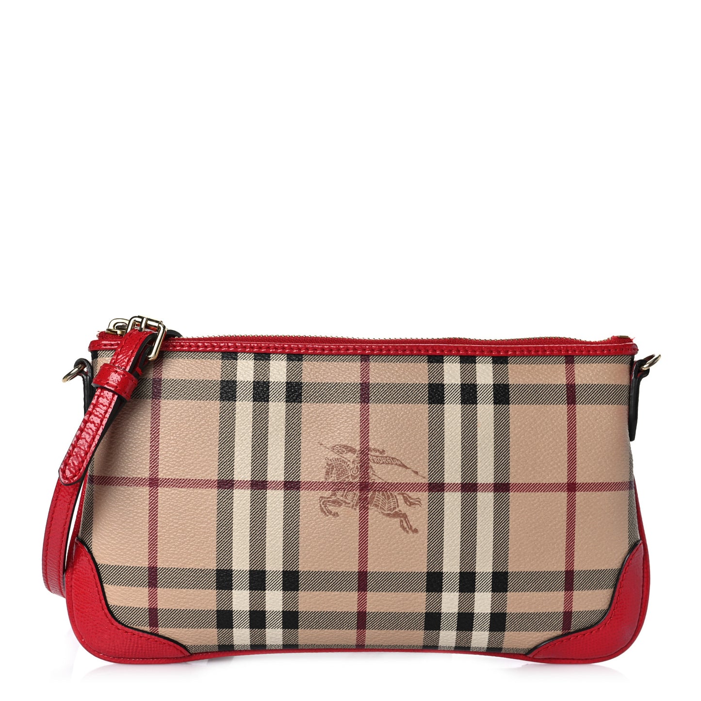 Haymarket Check Small Peyton Crossbody Clutch Bag Military Red