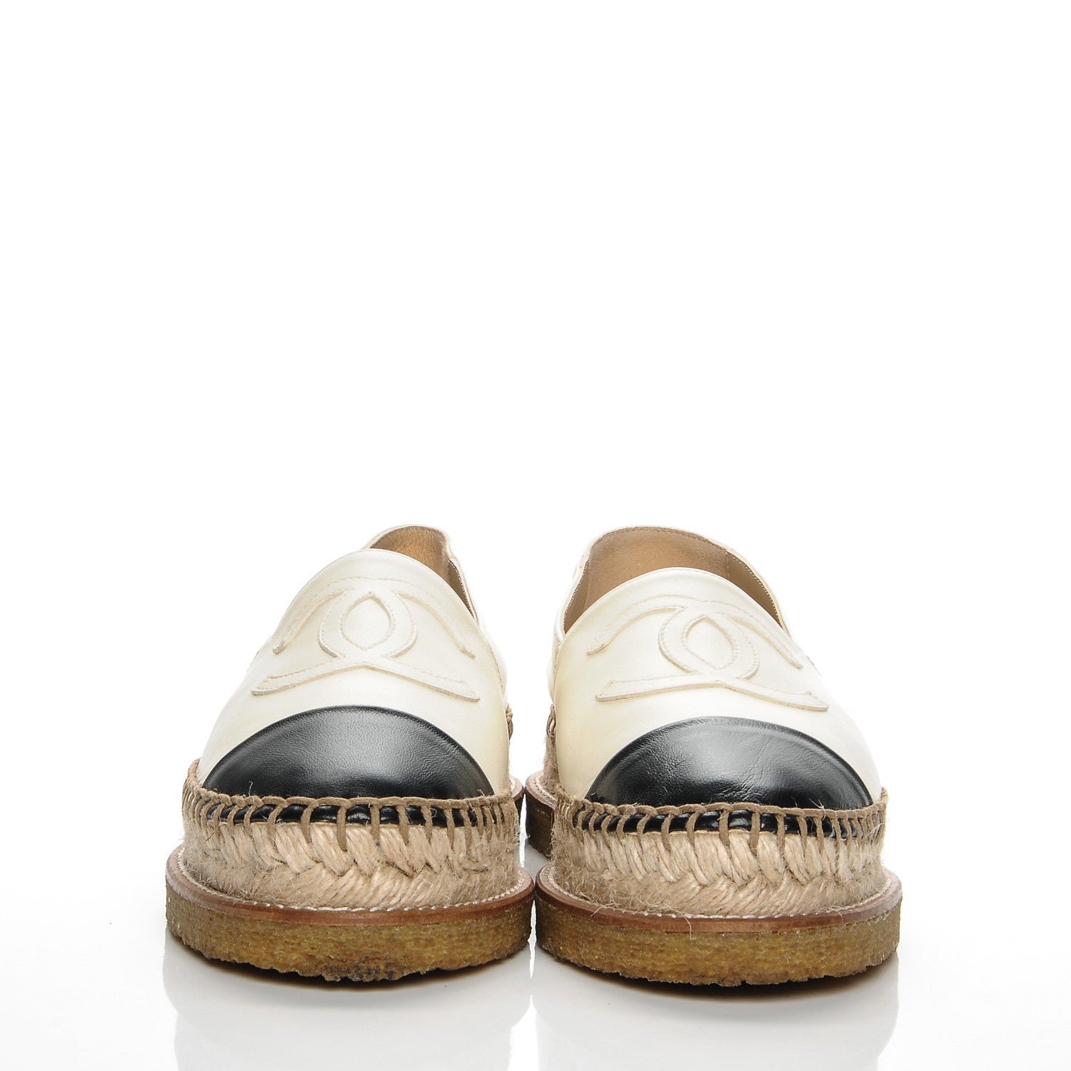 Chanel Lambskin CC Espadrilles 37 Ivory Black 2 of 7