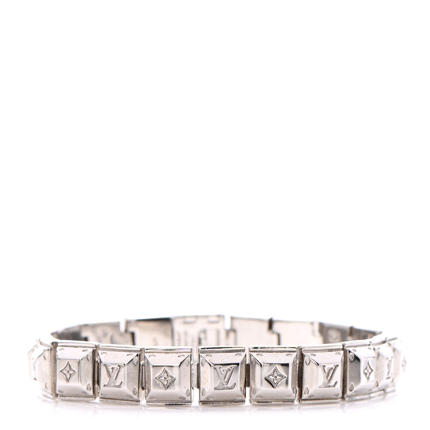 Louis Vuitton Palladium Monogram Nanogram Tennis Bracelet S Silver 1 of 7