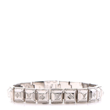Louis Vuitton Palladium Monogram Nanogram Tennis Bracelet S Silver 1 of 7