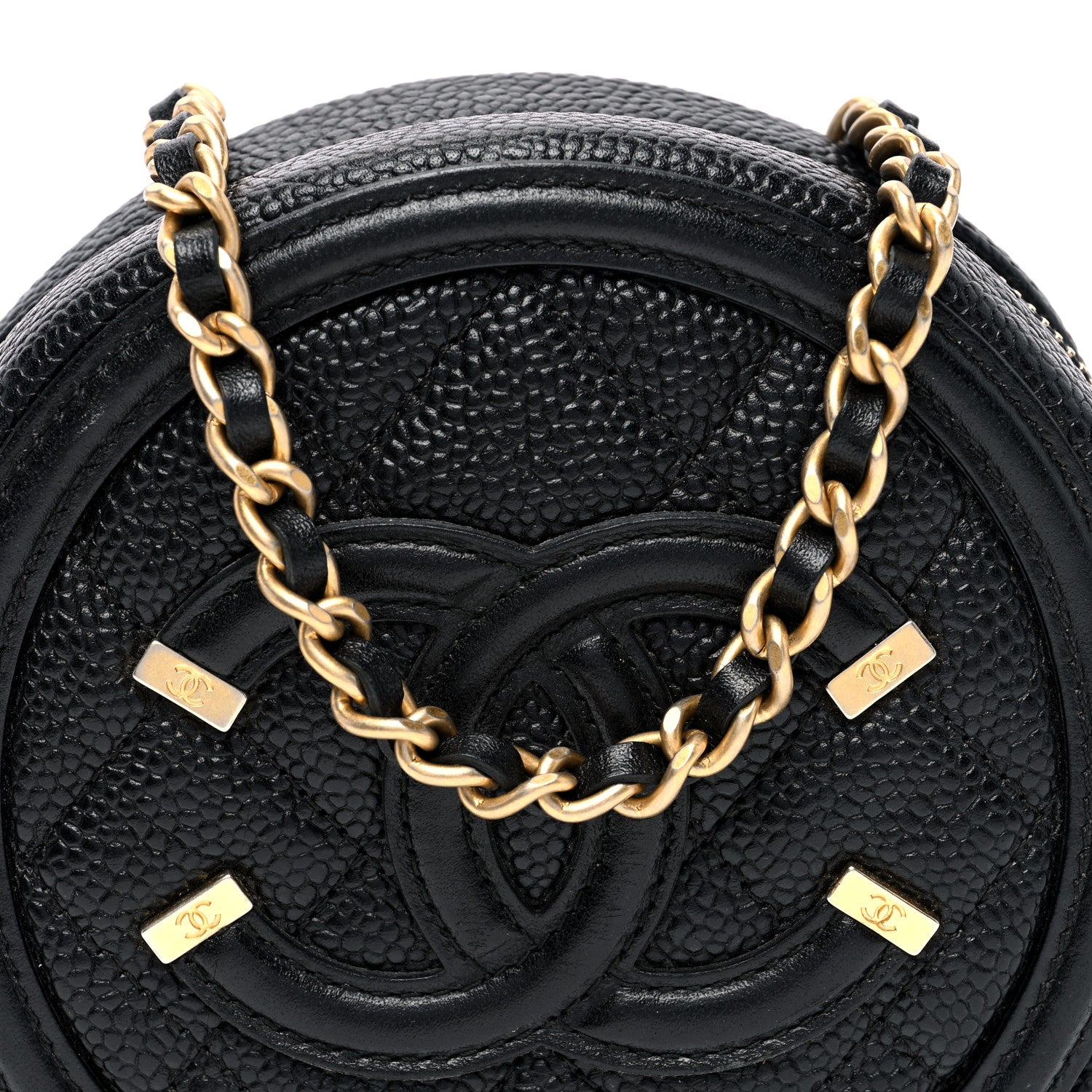 Chanel Caviar Quilted Round Filigree Crossbody Black 8 of 10