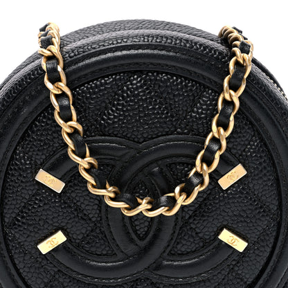 Chanel Caviar Quilted Round Filigree Crossbody Black 8 of 10