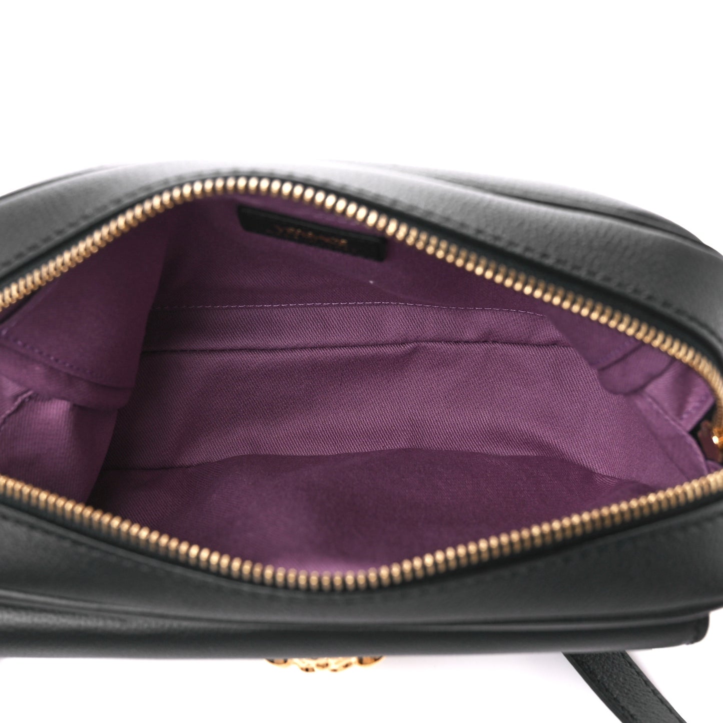 Grained Calfskin Medusa Camera Bag Black