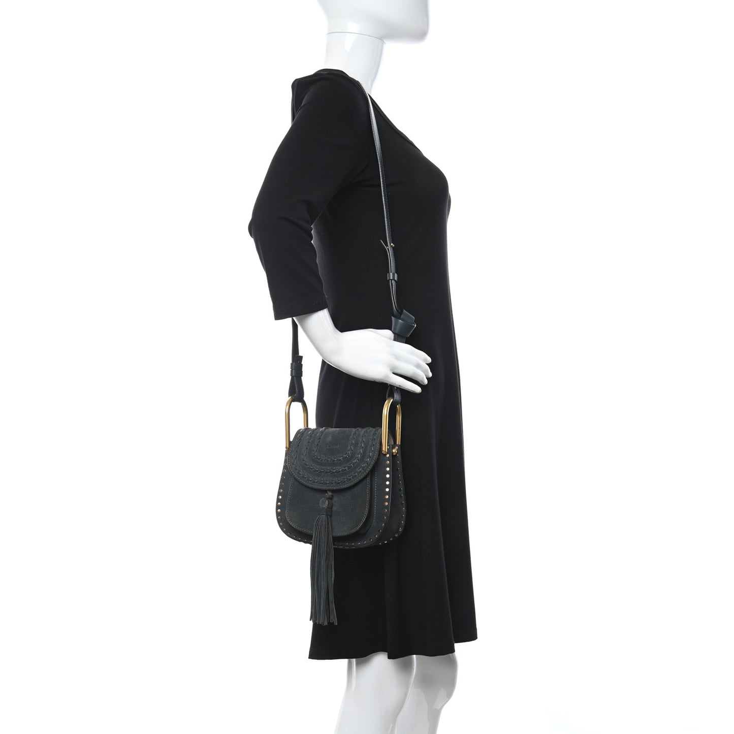 Suede Calfskin Braided Mini Hudson Shoulder Bag Full Blue