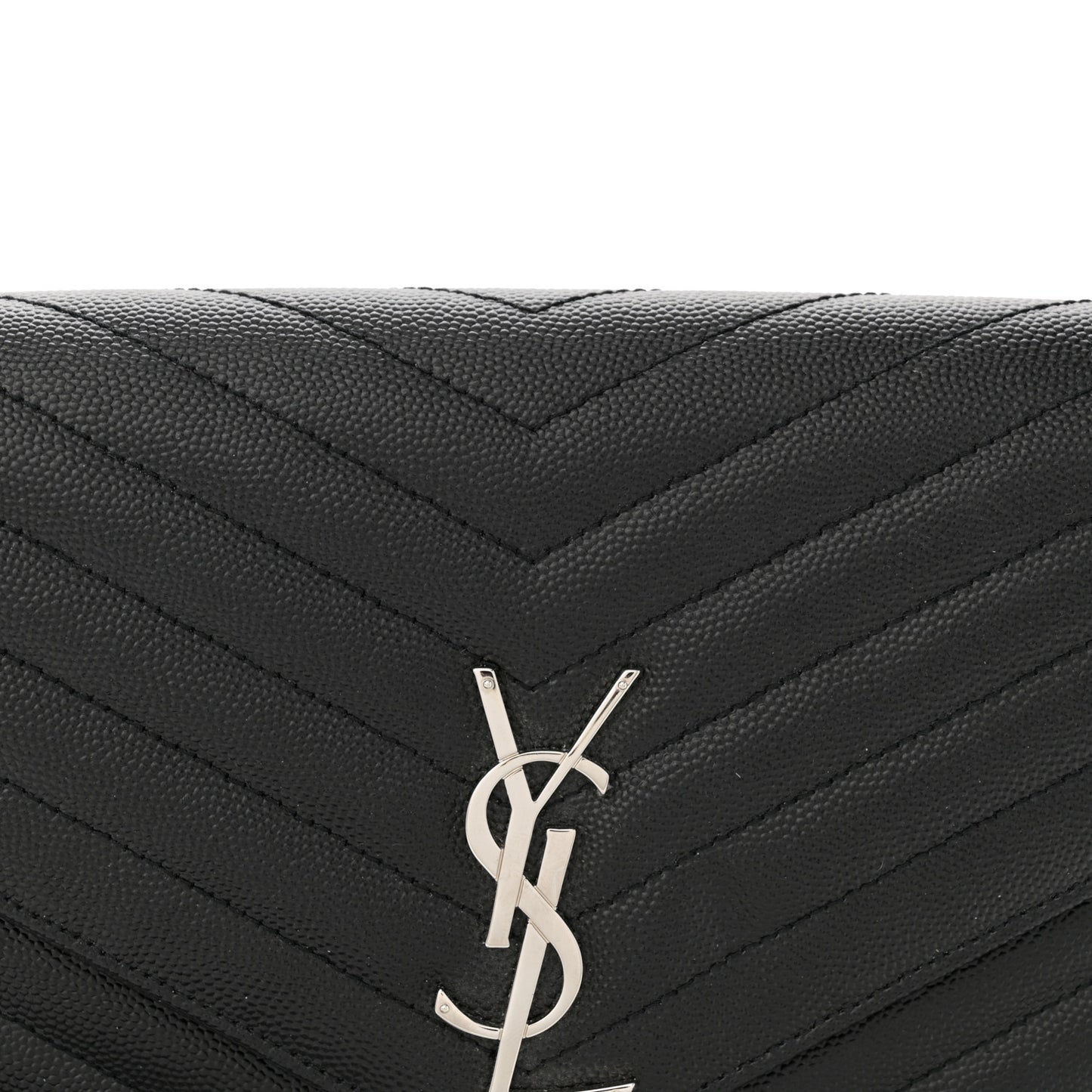 Grain De Poudre Matelasse Chevron Monogram Envelope Clutch Black
