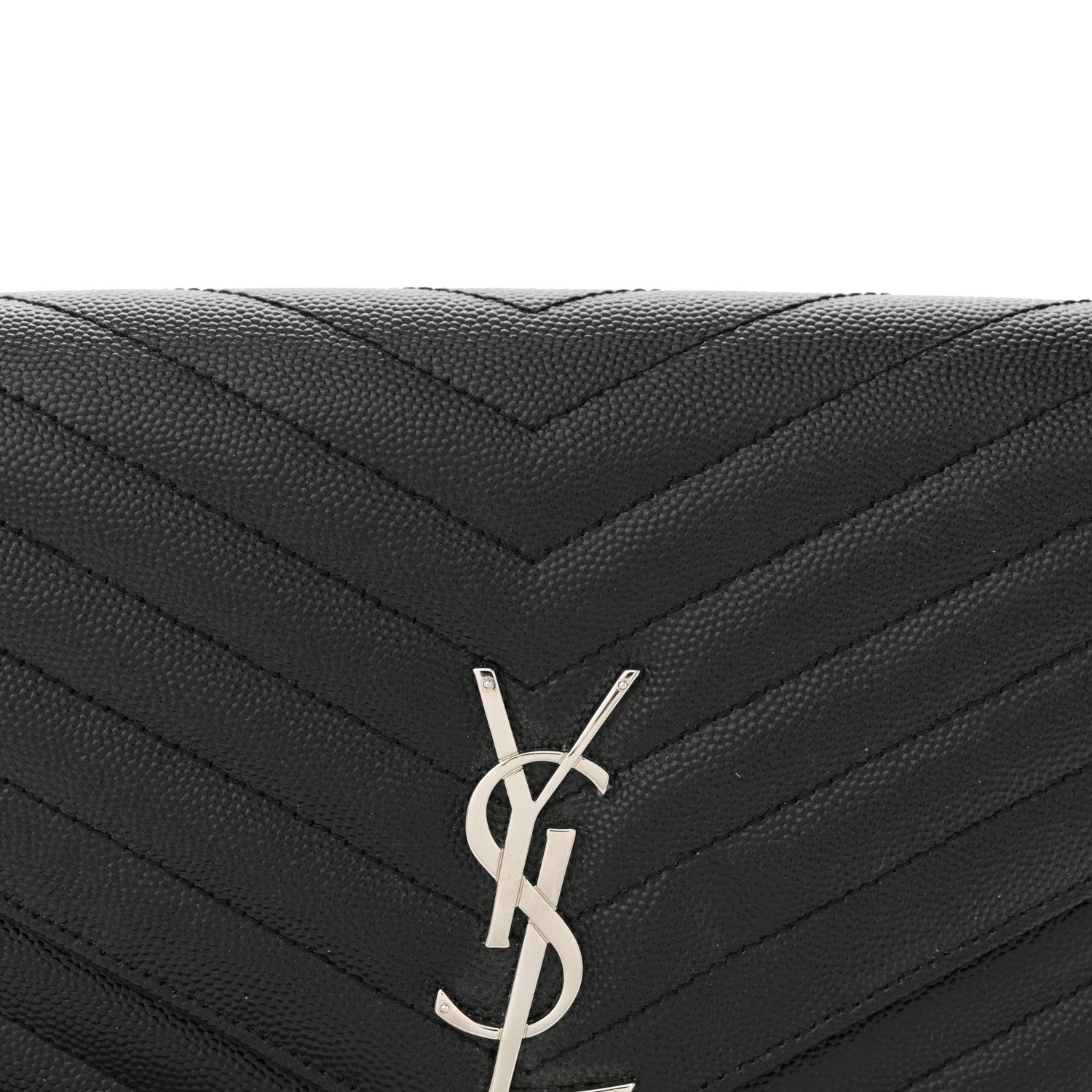 Saint Laurent Grain De Poudre Matelasse Chevron Monogram Envelope Clutch Black 8 of 12