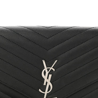 Saint Laurent Grain De Poudre Matelasse Chevron Monogram Envelope Clutch Black 8 of 12