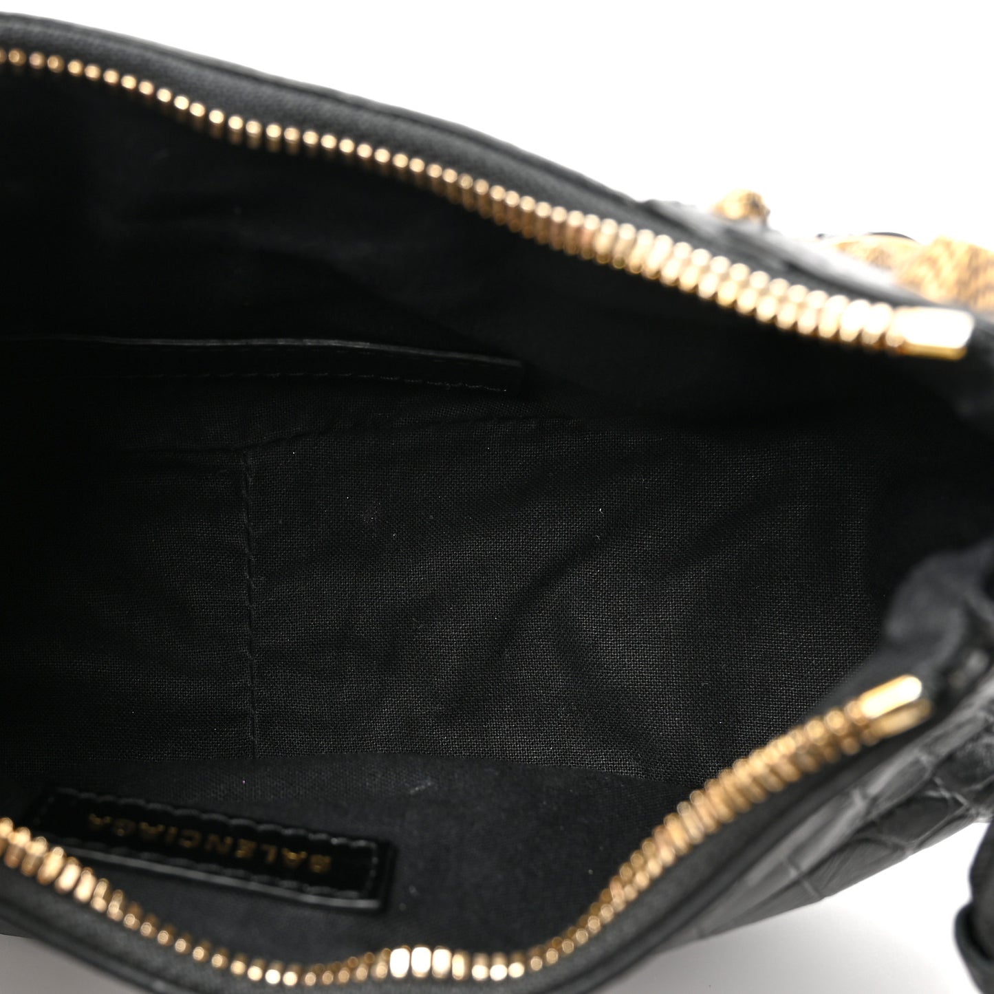 Extra Supple Calfskin Crocodile Embossed Le Cagole Shoulder Bag XS Black