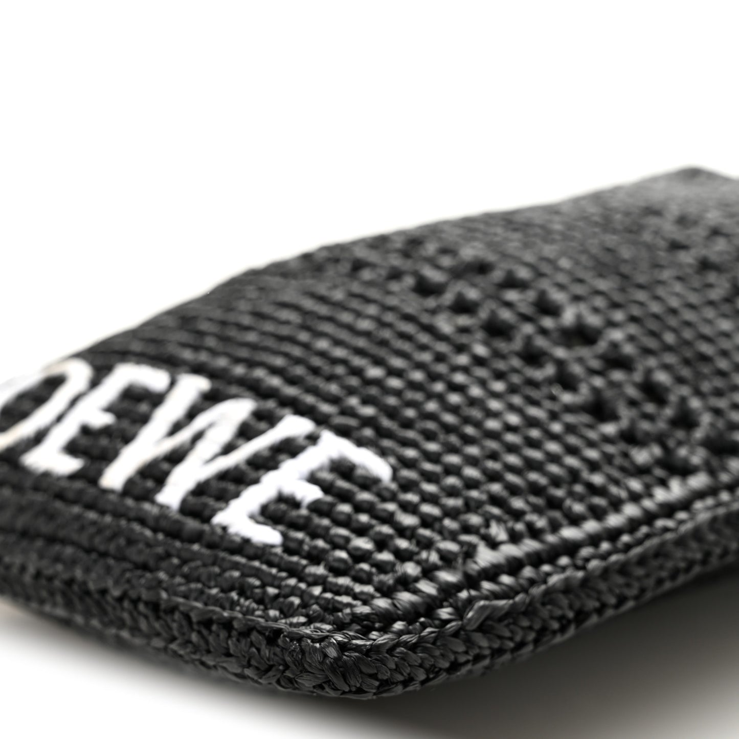 Raffia Logo Drawstring Pocket Crossbody Black