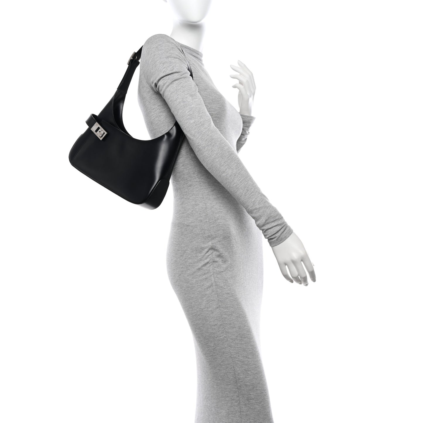 Soft Calfskin Gancini Hobo Black