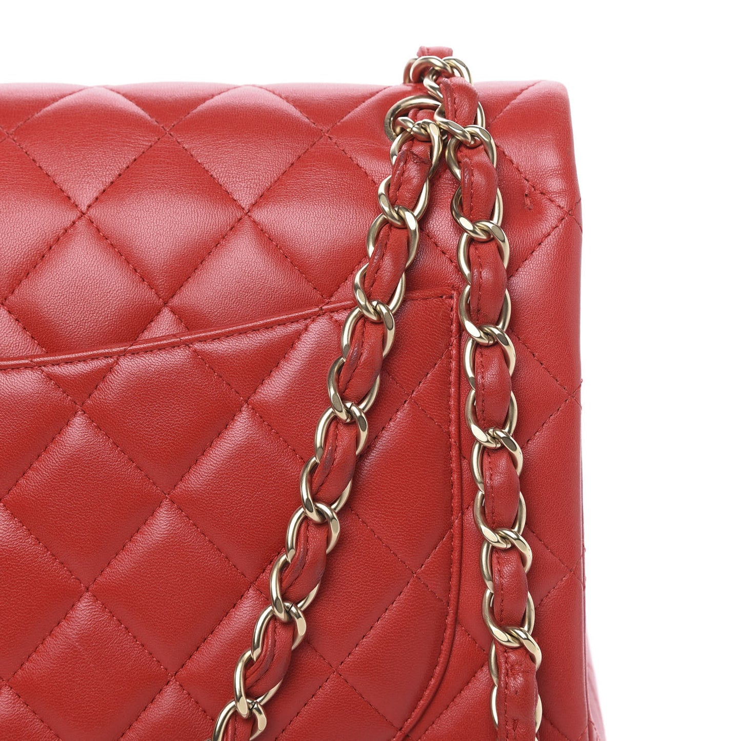 Lambskin Quilted Maxi Double Flap Red