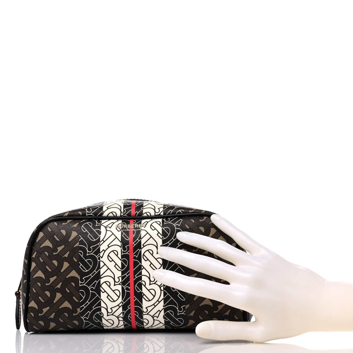 E-Canvas Monogram Stripe Travel Pouch Bridle Brown