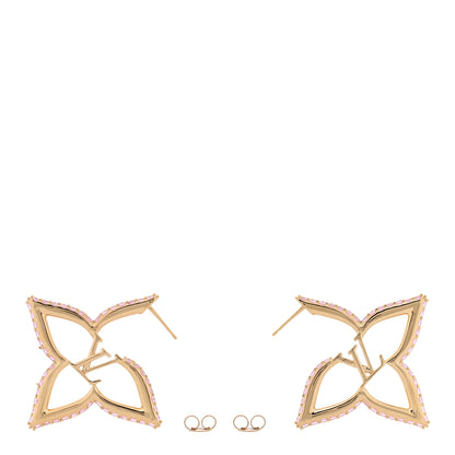Louis Vuitton Metal Crystal LV Slim Flower Earrings Gold Pink 3 of 4