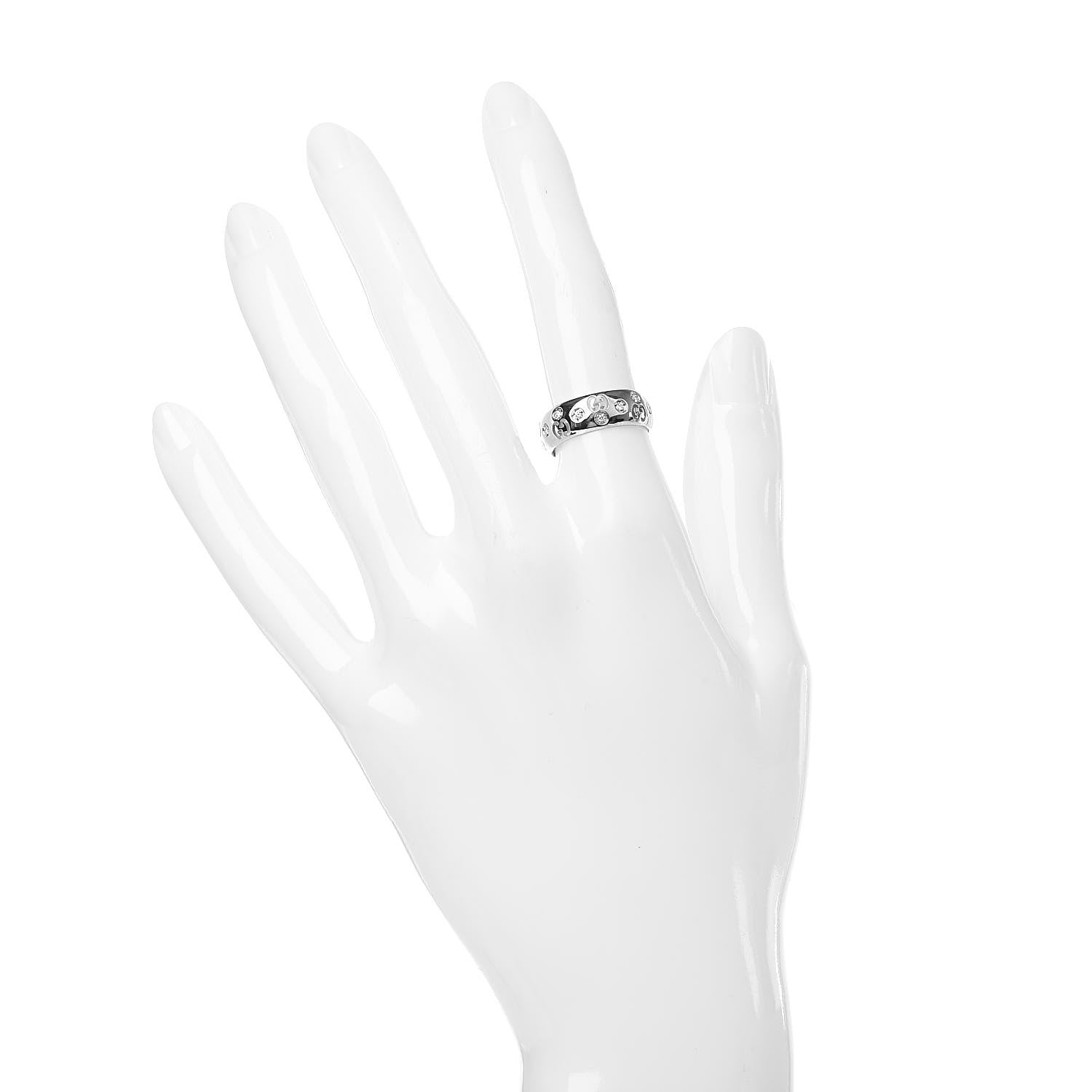 Gucci 18K White Gold Diamond 6mm Icon Band Ring 50 5.5 2 of 6