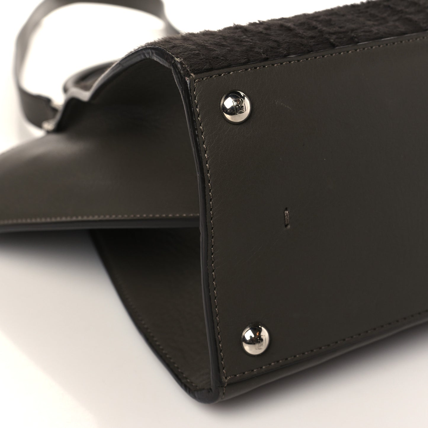 Vitello Pelo Flamingo Crocodile Embossed Petite 3Jours Tote Carbone