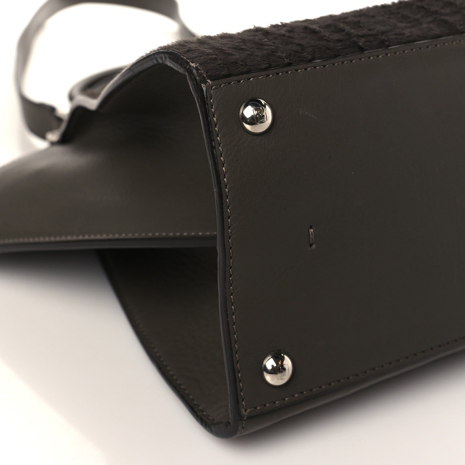 Fendi Vitello Pelo Flamingo Crocodile Embossed Petite 3Jours Tote Carbone 8 of 9