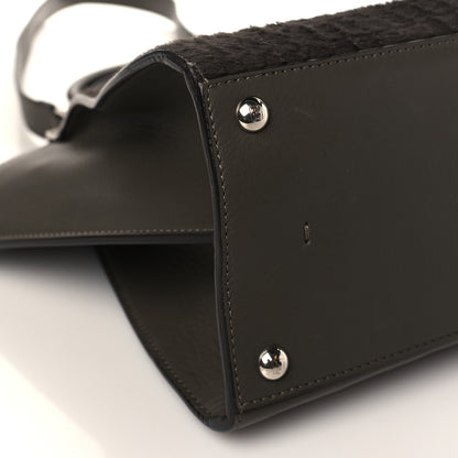 Fendi Vitello Pelo Flamingo Crocodile Embossed Petite 3Jours Tote Carbone 8 of 9