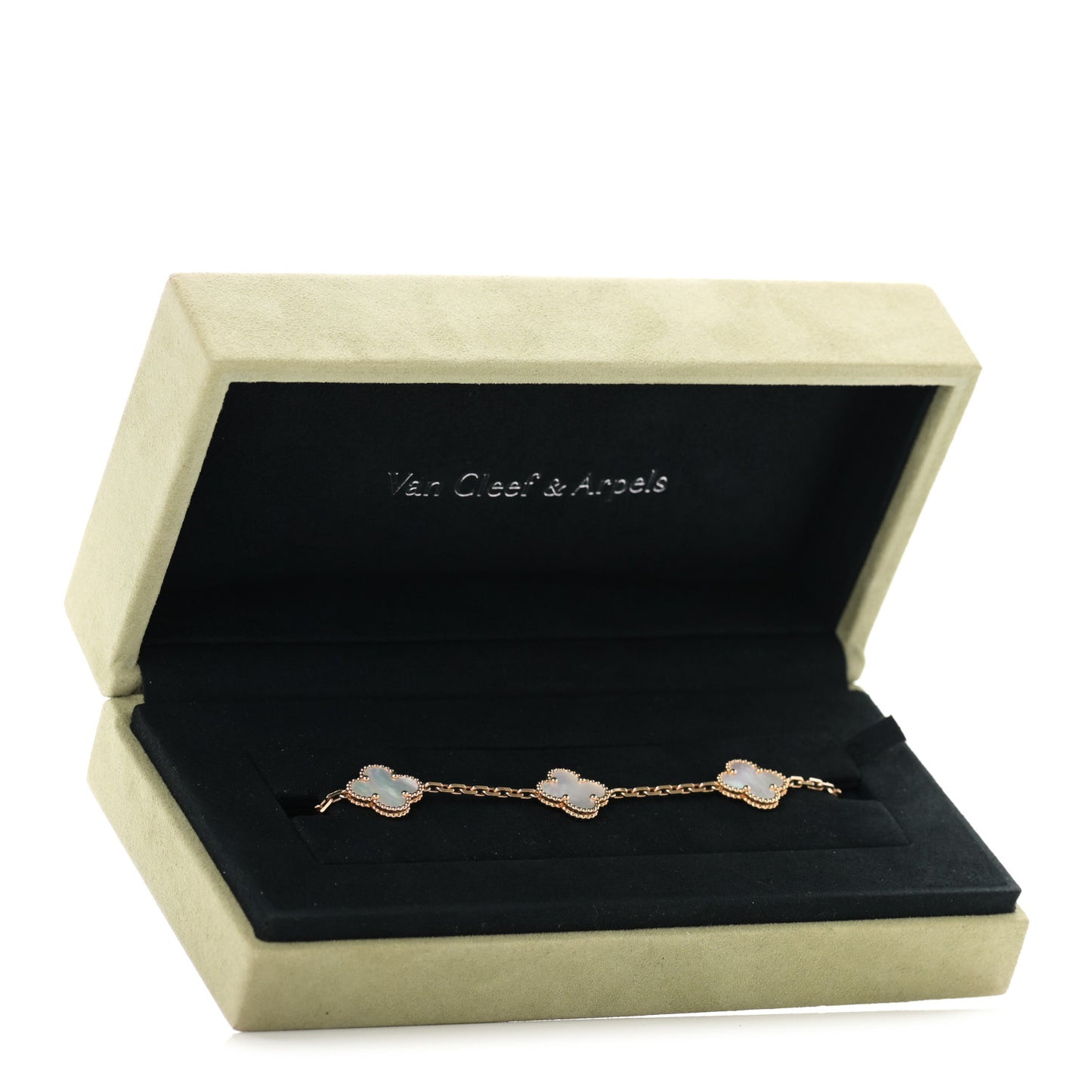 18K Yellow Gold Mother of Pearl 5 Motifs Vintage Alhambra Bracelet