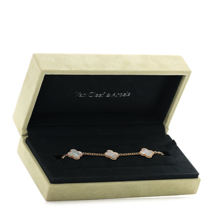 Van Cleef & Arpels 18K Yellow Gold Mother of Pearl 5 Motifs Vintage Alhambra Bracelet 6 of 6