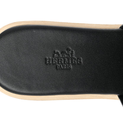 Hermes Calfskin Cork Eze 30 Sandals 39 Black 7 of 9