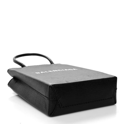 Balenciaga Squared Calfskin Logo Shopping Phone Holder Bag Black 4 of 12