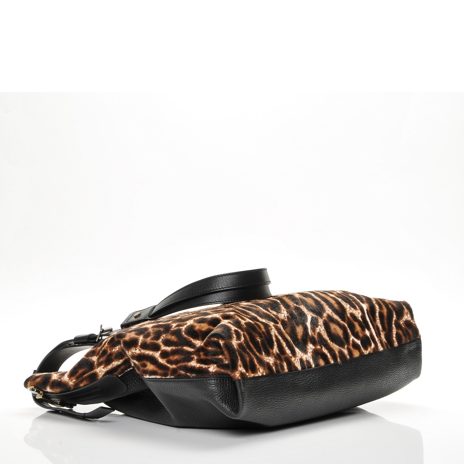 Lanvin Calfskin Pony Hair Swag Tote Black Leopard 4 of 6