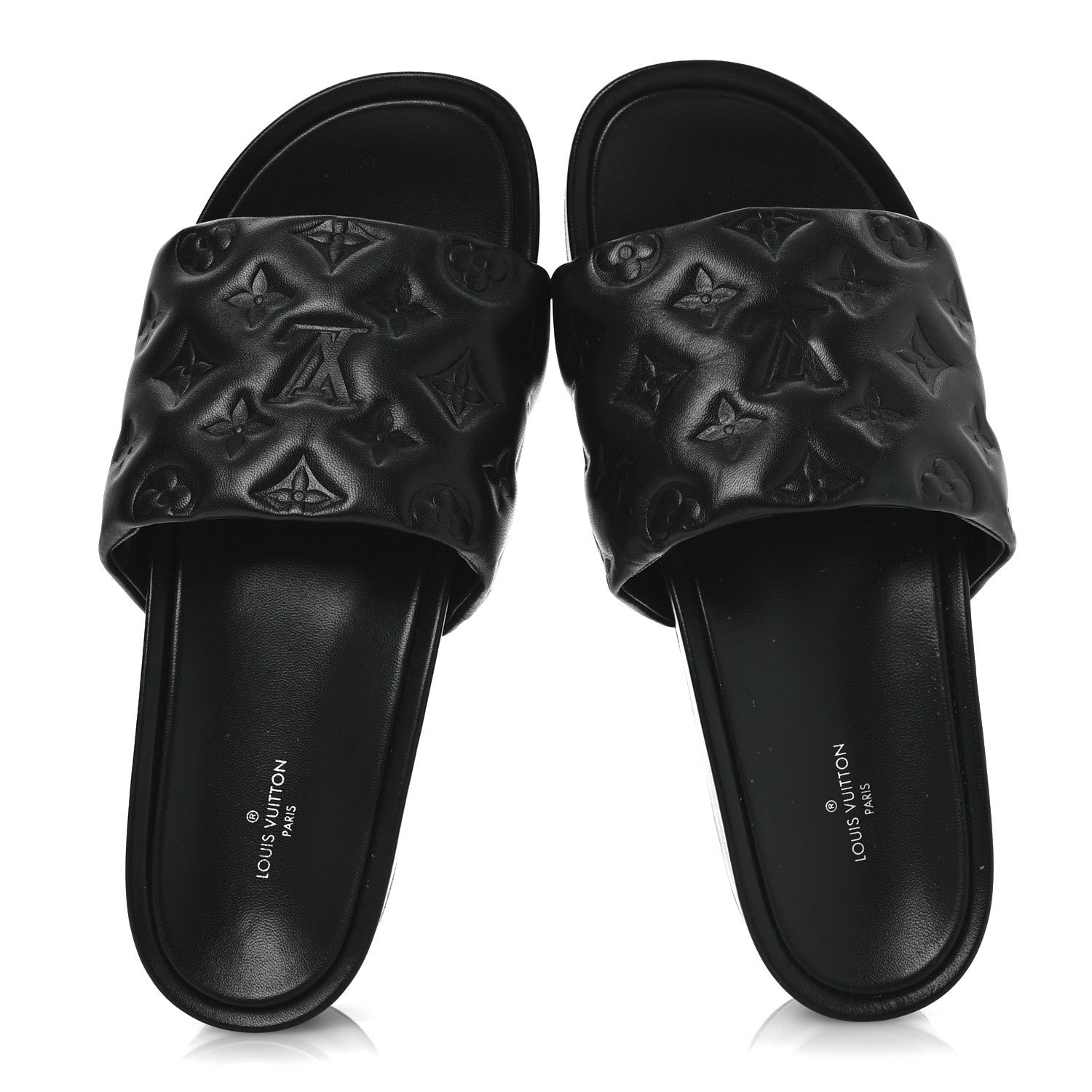 Louis Vuitton Lambskin Embossed Monogram Jumbo Flatform Mule Sandals 40 Black 2 of 12