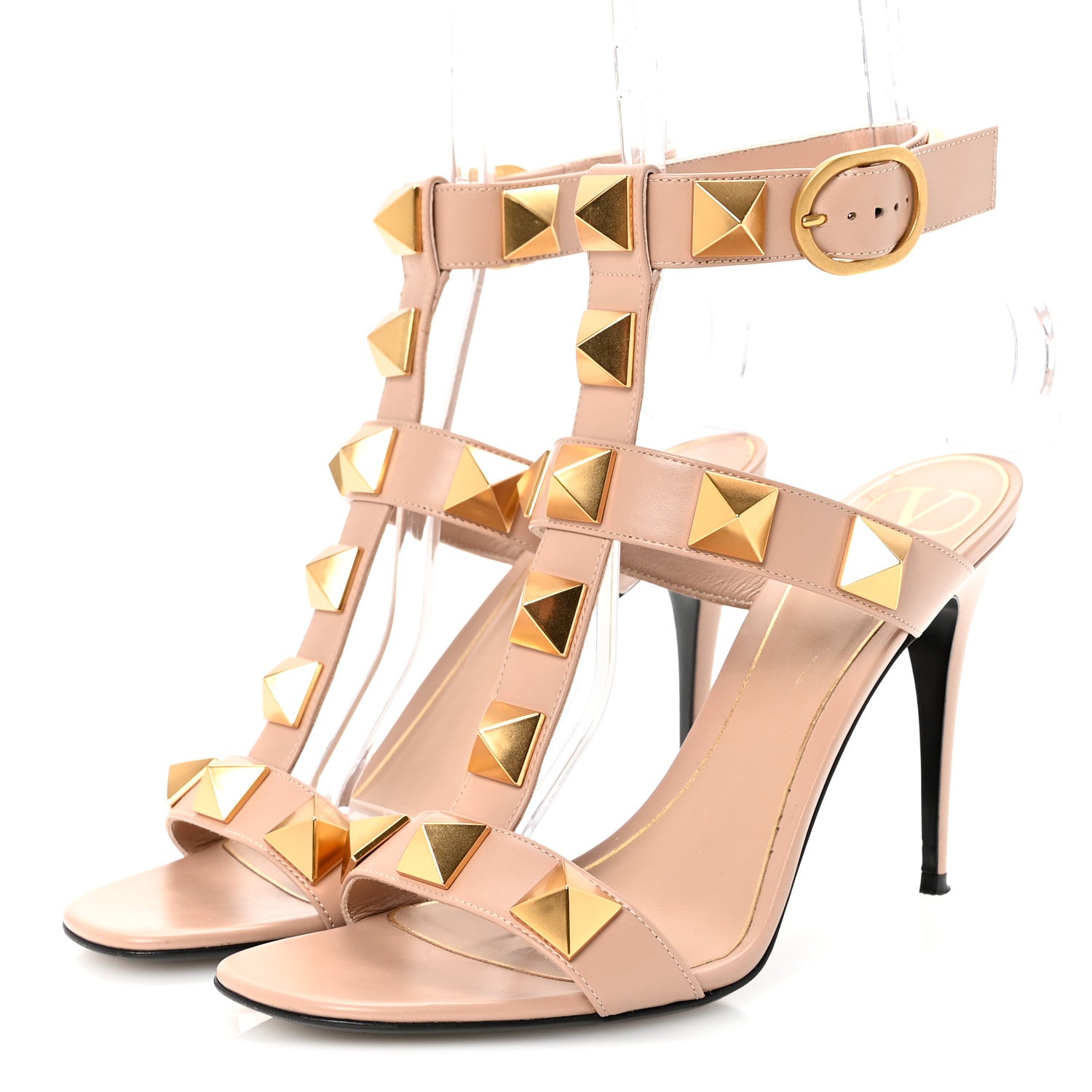 Valentino Garavani Calfskin Roman Stud Ankle Strap 100mm Sandals 40 Rose Cannelle 4 of 10