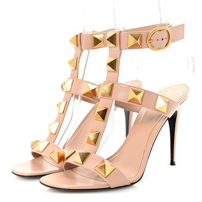 Valentino Garavani Calfskin Roman Stud Ankle Strap 100mm Sandals 40 Rose Cannelle 4 of 10