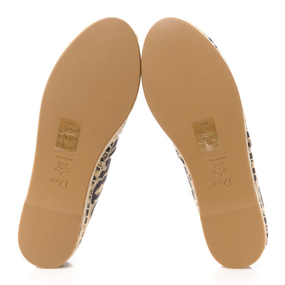 Christian Dior Cotton Embroidered Leopard Print Granville Espadrille 35 Natural 5 of 9