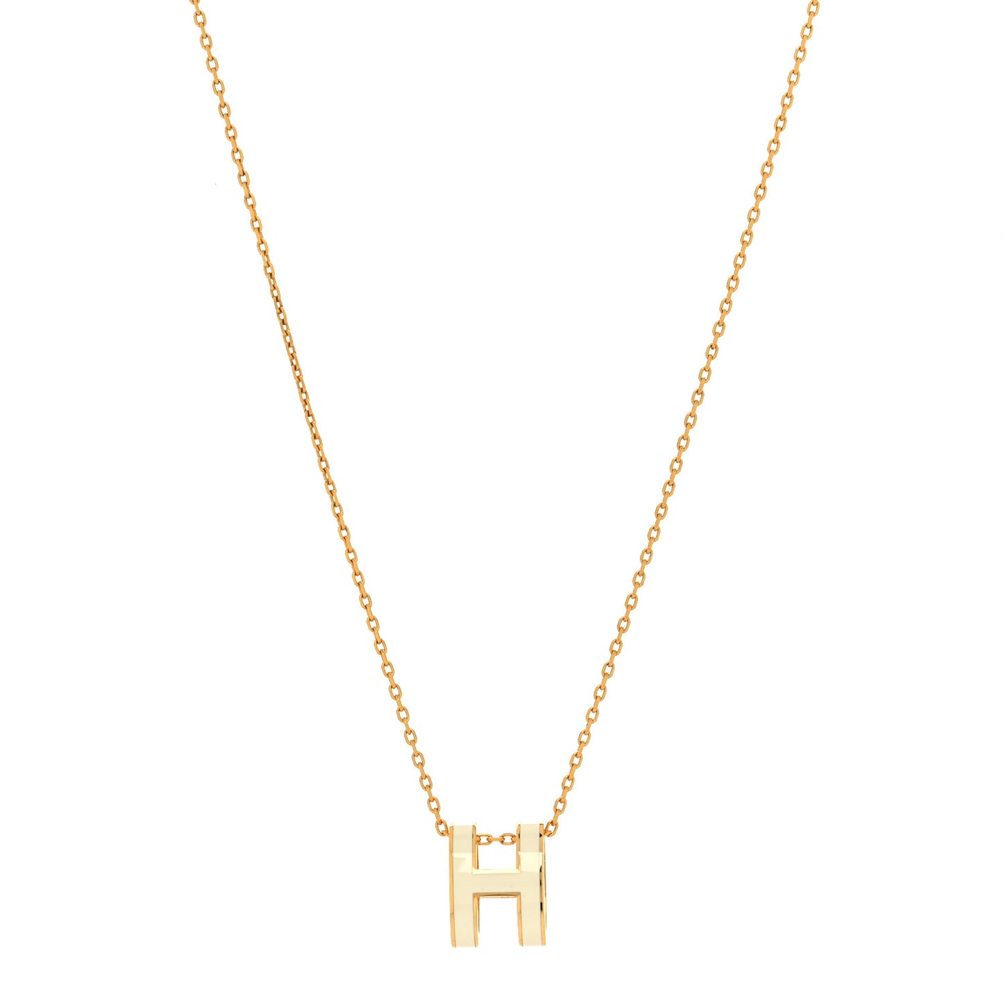 Lacquered Rose Gold Pop H Pendant Necklace White