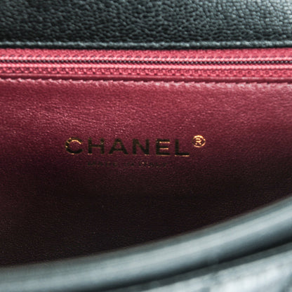 Chanel Shiny Goatskin Diagonal Quilted Medium Flap Black 7 of 8