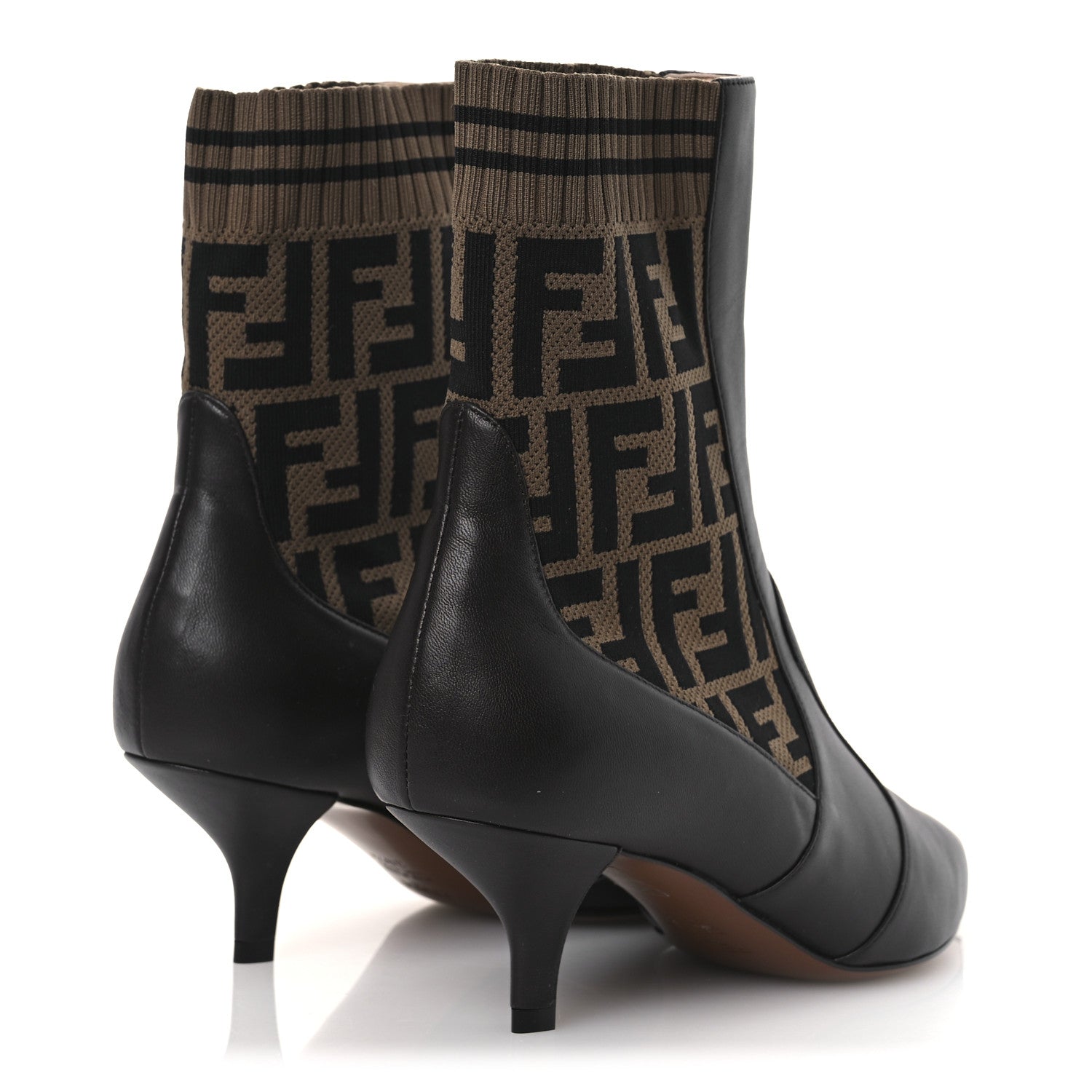 Fendi Nappa Microfiber Fabric FF Rockoko 55mm Sock Boots 37 Ebano Tobacco Black 5 of 9