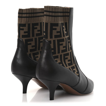 Fendi Nappa Microfiber Fabric FF Rockoko 55mm Sock Boots 37 Ebano Tobacco Black 5 of 9