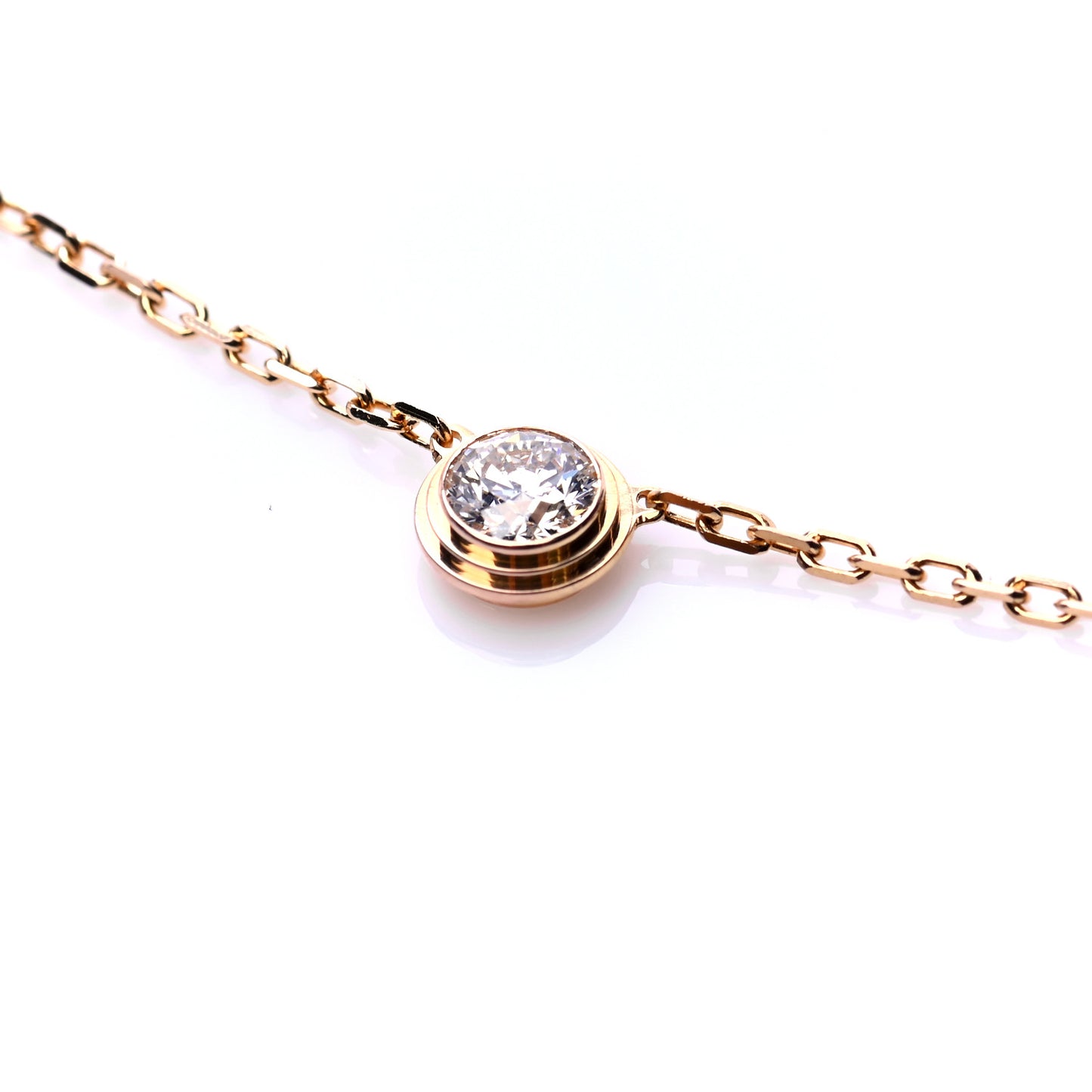 18K Pink Gold Diamond LM D'Amour Pendant Necklace