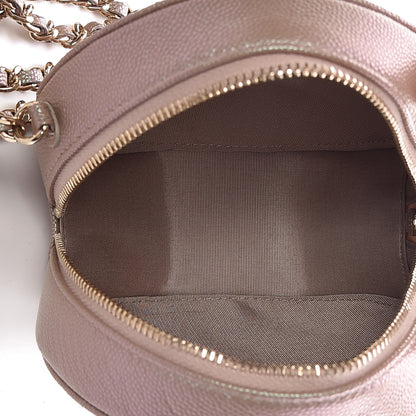 Chanel Iridescent Caviar Quilted Round Clutch With Chain Beige 5 of 8