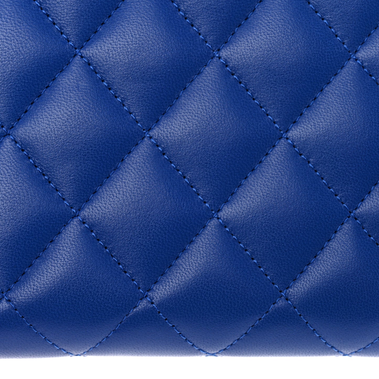 Lambskin Quilted Large Gusset Zip Around Wallet Blue