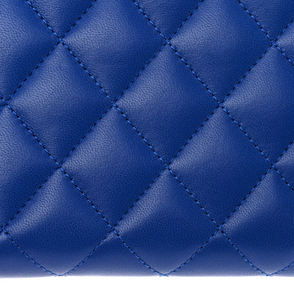 Chanel Lambskin Quilted Large Gusset Zip Around Wallet Blue 9 of 10