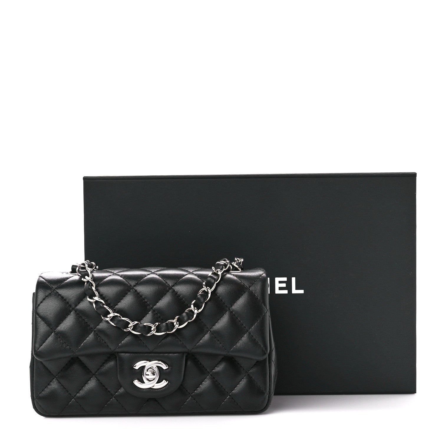 Chanel Lambskin Quilted Mini Rectangular Flap Black 12 of 12