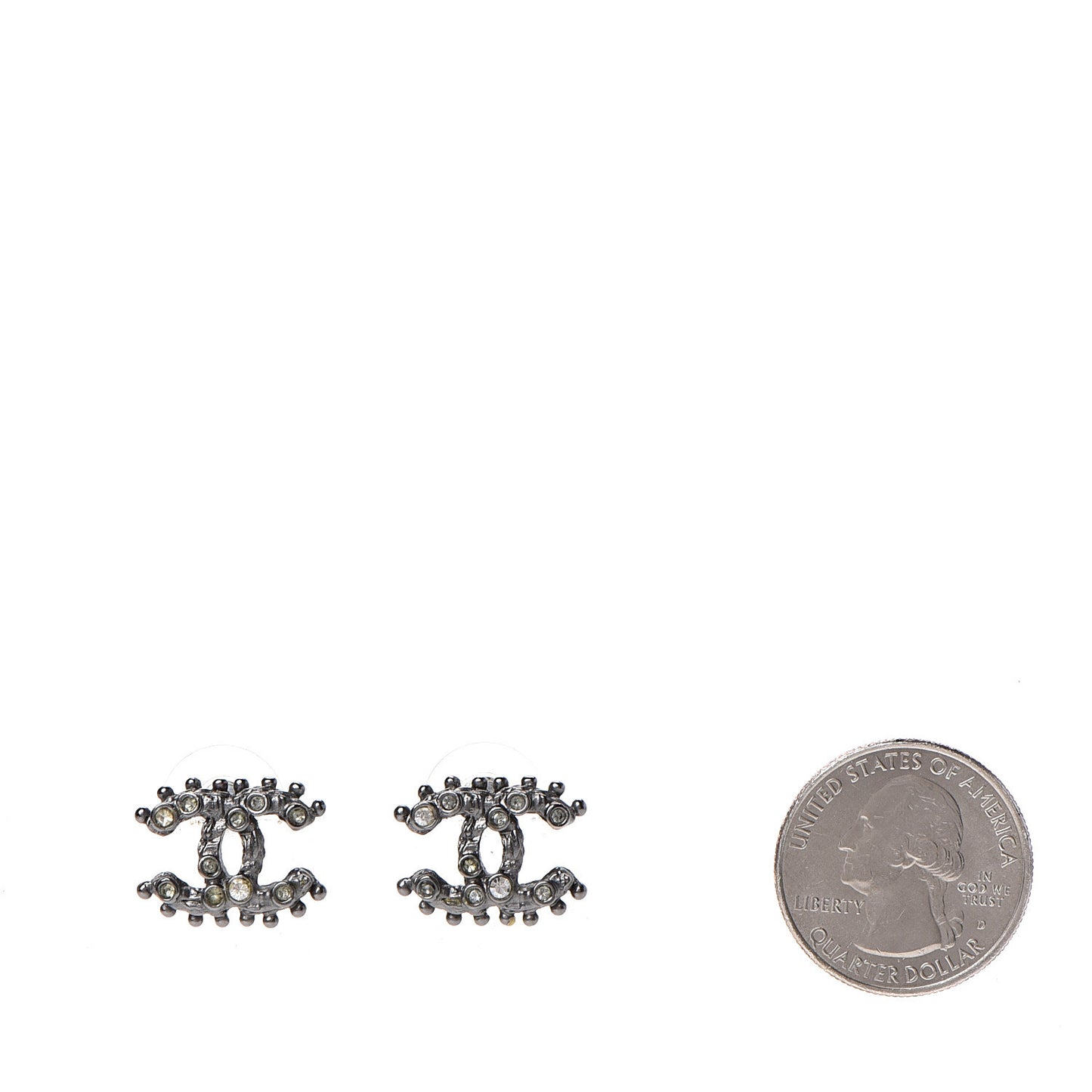 Crystal CC Earrings Ruthenium Dark Grey