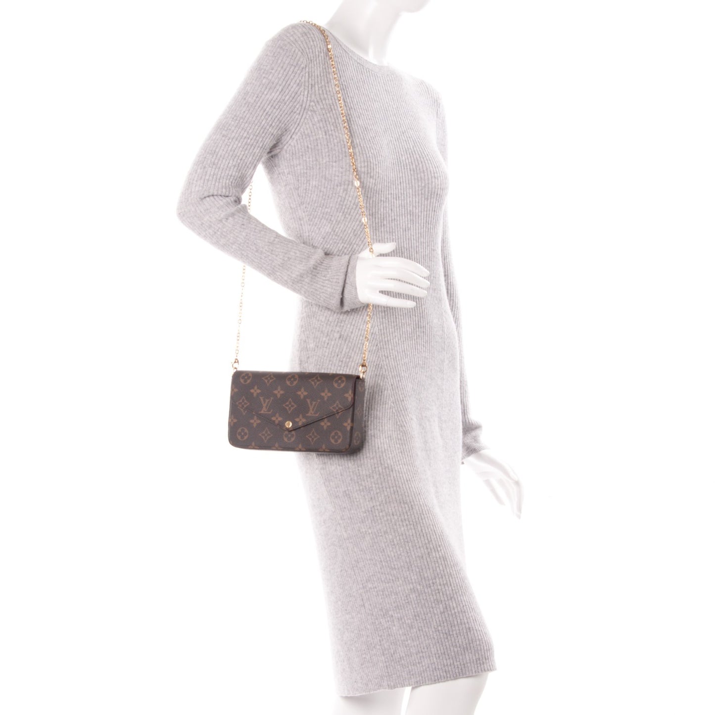 Monogram Pochette Felicie Chain Wallet Fuchsia