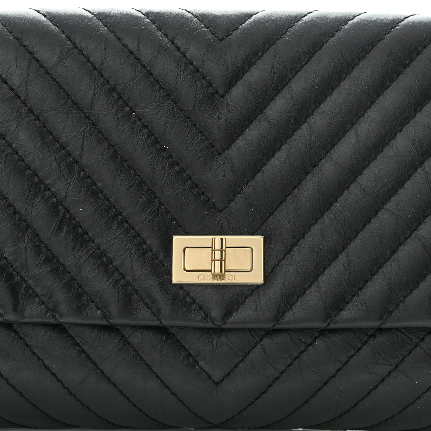 Chanel Aged Calfskin Chevron Reissue Flap Clutch Black 7 of 9