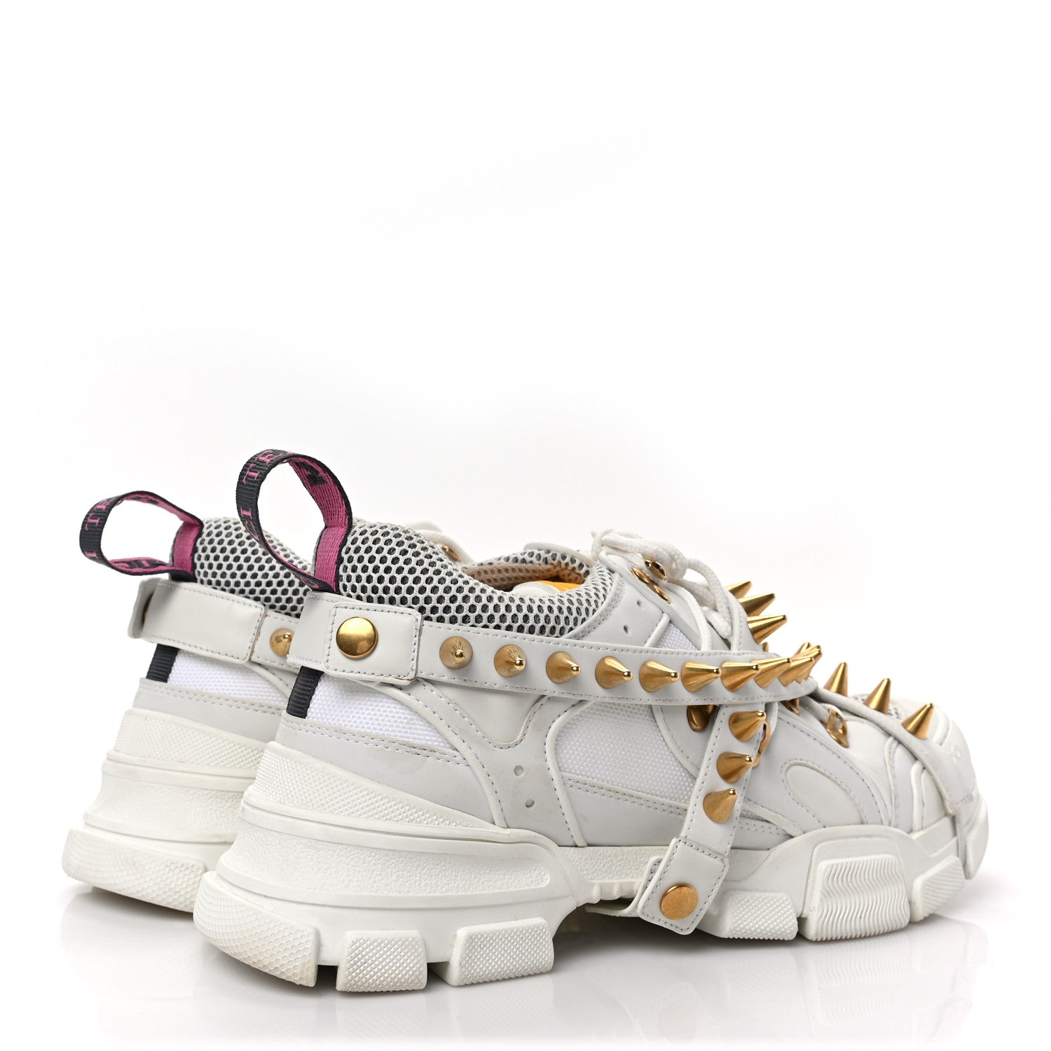 Gucci X SEGA Reflective Fabric Technical Canvas Removable Studs Mens Flashtrek Sneakers 8.5 Great White 4 of 7